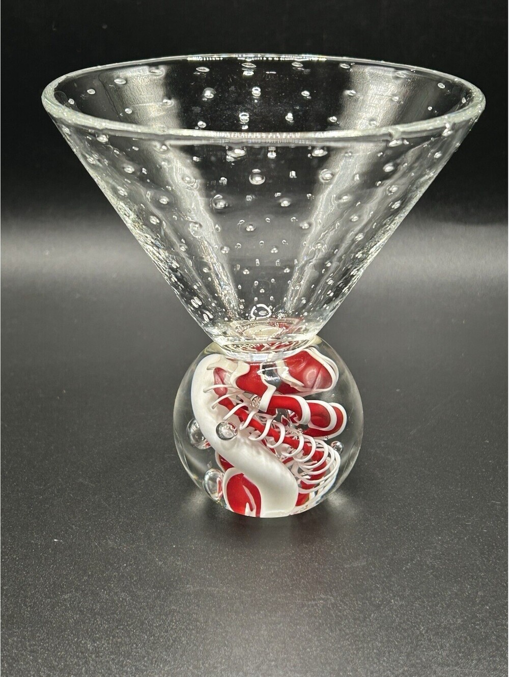 Vintage Michael Egan Marble-Tini Glass Red Swirl Vermont